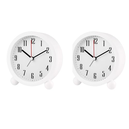 GERUI Leise Ohne Ticken Klassischer Reisewecker, Analog Seniorenwecker mit Nachtlicht,Batteriebetrieben, Lautlos Nachttisch Tischuhr（<20dB）, Nachtlicht，Kinder Tragbarer Wecker für Büro, Reisen (2) von GERUI