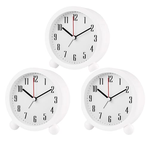 GERUI Leise Ohne Ticken Klassischer Reisewecker, Analog Seniorenwecker mit Nachtlicht,Batteriebetrieben, Lautlos Nachttisch Tischuhr（<20dB）, Nachtlicht，Kinder Tragbarer Wecker für Büro, Reisen (3) von GERUI