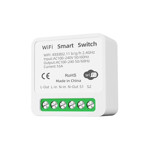 GERUI Smart Lichtschalter Modul,WLAN Bluetooth Schalter Smart Home Wireless Switch Fernbedienung Mini-DIY Schalter Passt hinter Wandschalter,Kompatibel mit Alexa Echo, Google Home, Smart Life/Tuya GERUI Smart Lichtschalter Modul,WLAN Bluetooth Schalter Smart Home Wireless Switch Fernbedienung Mini-DIY Schalter Passt hinter Wandschalter,Kompatibel mit Alexa Echo, Google Home, Smart Life/Tuya von GERUI