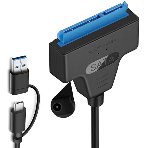 GERUI USB 3.0 zu SATA Kabel Adapter, SATA auf USB-Kabel, 2-in-1 USB C/3.0 auf III Festplatten-Adapter, kompatibel für 2,5 Zoll HDD und SSD (1 pcs) von GERUI