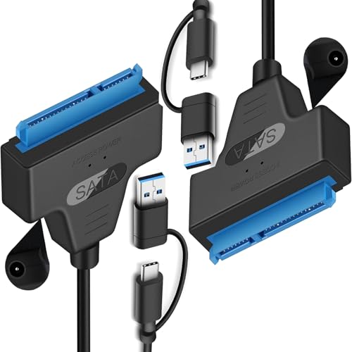 GERUI USB 3.0 zu SATA Kabel Adapter, SATA auf USB-Kabel, 2-in-1 USB C/3.0 auf III Festplatten-Adapter, kompatibel für 2,5 Zoll HDD und SSD (2 pcs) von GERUI