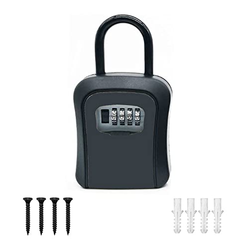 Schlüsseltresor mit Zahlencode Aussen Schlüsselkasten mit 4-stelligem Zahlencode Schlüsselbox für Ersatz Haus Schlüssel Zuhause, Garage, Schule (Aluminiumlegierung Frontabdeckung) von GERUI