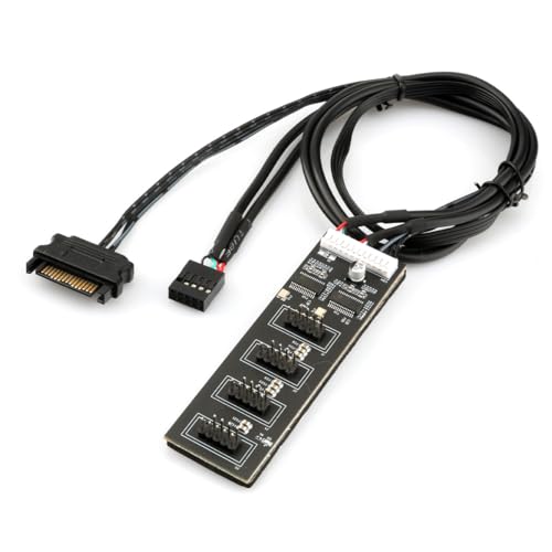 interner USB-Hub-Erweiterung,4 internen USB 2.0-Anschlüssen,9poliger USB-Header-Splitter für SATA-Stromkabel,USB 2.0-Splitter-Anschluss für Motherboard, Adapter für CPU, Lüfter und RGB-Licht von GERUI