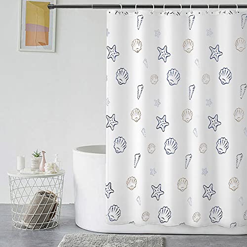 GERUIKE Duschvorhang Weiß 180x180 Wasserdicht, Duschvorhang Textil Waschbar mit 12 Duschvorhangringe, Polyester Duschvorhang mit Gewicht Unten, Weiss Maritim Muster Duschvorhang Badewanne von GERUIKE