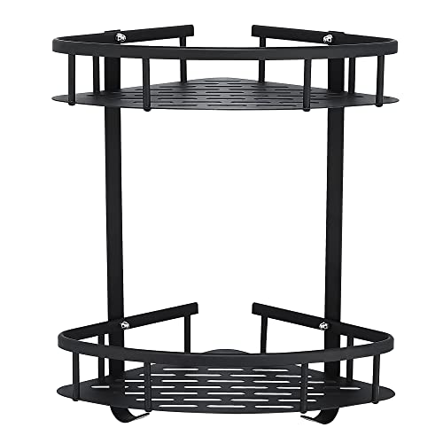 GERUIKE Duschkorb Ohne Bohren Ecke - Duschregal Ohne Bohren Schwarz Matt - Duschablage Ecke Badezimmer Organizer, Duschkörbe mit Stark Selbstklebend, Aluminium Eckregal Bad 2-Tier GERUIKE Duschkorb Ohne Bohren Ecke - Duschregal Ohne Bohren Schwarz Matt - Duschablage Ecke Badezimmer Organizer, Duschkörbe mit Stark Selbstklebend, Aluminium Eckregal Bad 2-Tier von GERUIKE