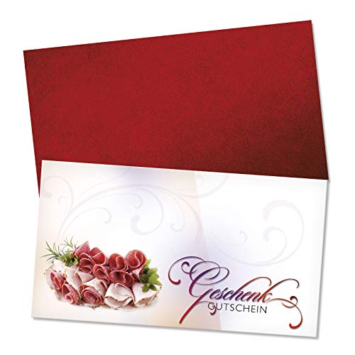 GESCHENKGUTSCHEINcom by POS-HAUER. Gutschein-Set. 10x Gutschein + Kuvert. Für Metzger Fleischhauerei Fleischer, blanko zum selber Ausfüllen. von GESCHENKGUTSCHEINcom by POS-HAUER
