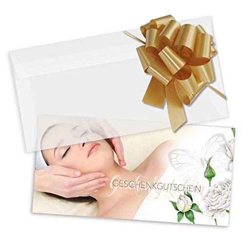 GESCHENKGUTSCHEINcom by POS-HAUER. Gutschein-Set. 10x Gutschein + Kuvert + Schleife. Für Kosmetiksalons Firmen. Kosmetikgutschein, blanko zum selber Ausfüllen. von GESCHENKGUTSCHEINcom by POS-HAUER