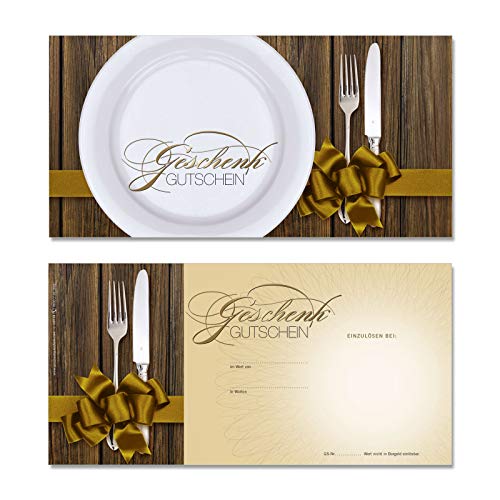 GESCHENKGUTSCHEINcom 100 Stk. Geschenkgutscheine für DIN-Lang Kuverts. Gutscheine für Restaurant. Gutschein-Vordrucke Gastgewerbe Gastronomie. G9708 von GESCHENKGUTSCHEINcom by POS-HAUER