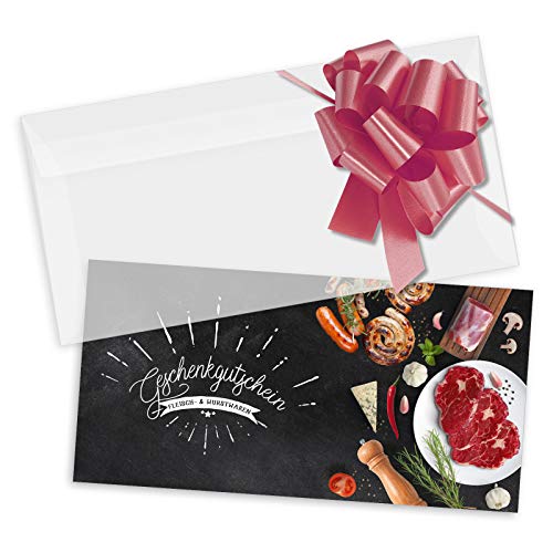 GESCHENKGUTSCHEINcom by POS-HAUER. Gutschein-Set. 100x Gutschein + Kuvert + Schleife. Für Metzgereien Fleisch- und Wurstwaren, blanko zum selber Ausfüllen. GESCHENKGUTSCHEINcom by POS-HAUER. Gutschein-Set. 100x Gutschein + Kuvert + Schleife. Für Metzgereien Fleisch- und Wurstwaren, blanko zum selber Ausfüllen. von GESCHENKGUTSCHEINcom by POS-HAUER