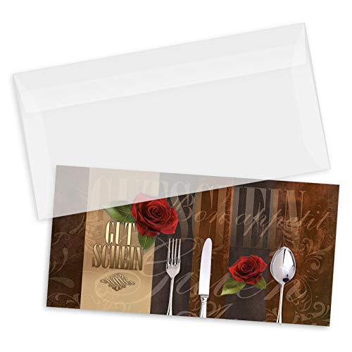 GESCHENKGUTSCHEINcom by POS-HAUER. Gutschein-Set. 50x Gutschein + Kuvert. Für Restaurant Gasthaus Gastronomie Gasthof Hotel, blanko zum selber Ausfüllen. von GESCHENKGUTSCHEINcom by POS-HAUER