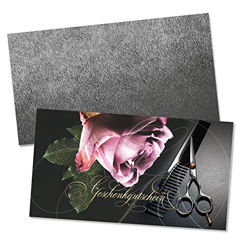 GESCHENKGUTSCHEINcom by POS-HAUER. Gutschein-Set. 50x Gutschein + Kuvert. Für Haarstudios Friseursalons zum selber Ausfüllen. von GESCHENKGUTSCHEINcom by POS-HAUER
