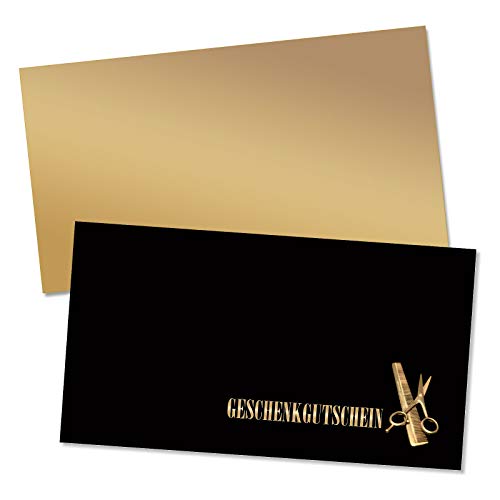 GESCHENKGUTSCHEINcom by POS-HAUER. Gutschein-Set. 50x Gutschein + Kuvert. Für Haarstudios Friseursalons zum selber Ausfüllen. von GESCHENKGUTSCHEINcom by POS-HAUER