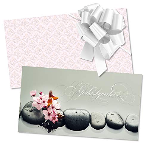 GESCHENKGUTSCHEINcom by POS-HAUER. Gutschein-Set. 10x Gutschein + Kuvert + Schleife. Für Wellness Spa Kosmetikstudio Unternehmen, blanko zum selber Ausfüllen. von GESCHENKGUTSCHEINcom by POS-HAUER
