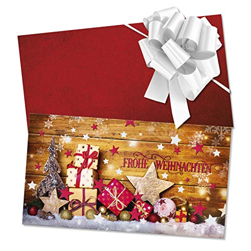 GESCHENKGUTSCHEINcom by POS-HAUER. Gutschein-Set. 10x Gutschein + Kuvert + Schleife. Für Weihnachten. Weihnachtsgutschein, blanko zum selber Ausfüllen. von GESCHENKGUTSCHEINcom by POS-HAUER