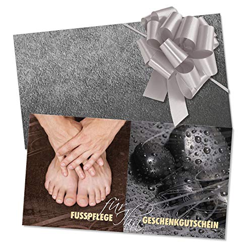 GESCHENKGUTSCHEINcom by POS-HAUER. Gutschein-Set. 25x Gutschein + Kuvert + Schleife. Für Fußpflegesalon Fußpflege Unternehmen, blanko zum selber Ausfüllen. von GESCHENKGUTSCHEINcom by POS-HAUER