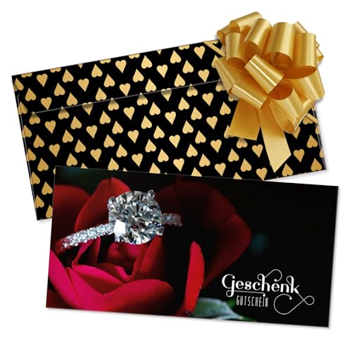 GESCHENKGUTSCHEINcom by POS-HAUER. Gutschein-Set. 25x Gutschein + Kuvert + Schleife. Für Schmuck Juwelier Schmuckladen Firmen, blanko zum selber Ausfüllen. von GESCHENKGUTSCHEINcom by POS-HAUER
