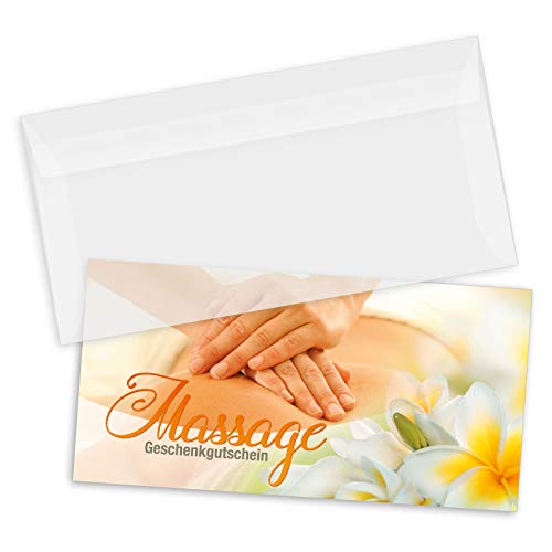 GESCHENKGUTSCHEINcom by POS-HAUER. Gutschein-Set. 25x Gutschein + Kuvert. Für Massagesalon Massage Massageinstitut, blanko zum selber Ausfüllen. von GESCHENKGUTSCHEINcom by POS-HAUER