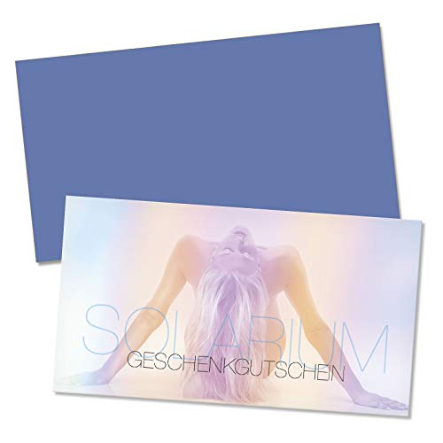 GESCHENKGUTSCHEINcom by POS-HAUER. Gutschein-Set. 50x Gutschein + Kuvert. Für Sonnenbank Bräunungsstudio Solarium, blanko zum selber Ausfüllen. von GESCHENKGUTSCHEINcom by POS-HAUER