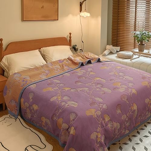 GESEILAY Tagesdecke 220x240 Baumwolle Zweiseitig Ginkgo Bedspread Dünne Bequem Bettüberwurf Leichte Sommerdecke für alle Jahreszeiten von GESEILAY