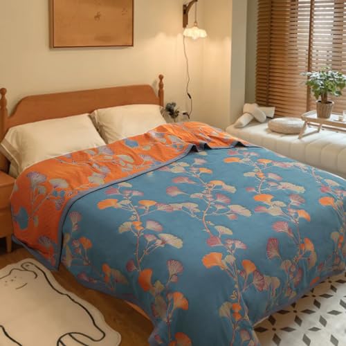 GESEILAY Tagesdecke 220x240 Baumwolle Zweiseitig Ginkgo Bedspread Dünne Bequem Bettüberwurf Leichte Sommerdecke für alle Jahreszeiten von GESEILAY