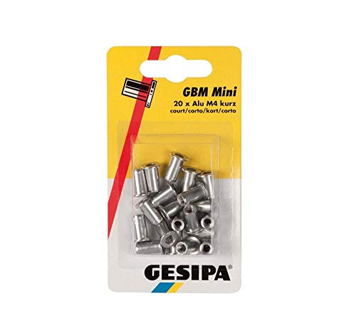 GESIPA | 20x Alu - Nietmuttern M4 kurz | Großer Klemmbereich: 0,25-3,0mm | Gewindehülsen Gewindenieten Einpressmuttern Blindnietmuttern in professioneller Qualität | Kaufe von den Profis GESIPA | 20x Alu - Nietmuttern M4 kurz | Großer Klemmbereich: 0,25-3,0mm | Gewindehülsen Gewindenieten Einpressmuttern Blindnietmuttern in professioneller Qualität | Kaufe von den Profis von Gesipa