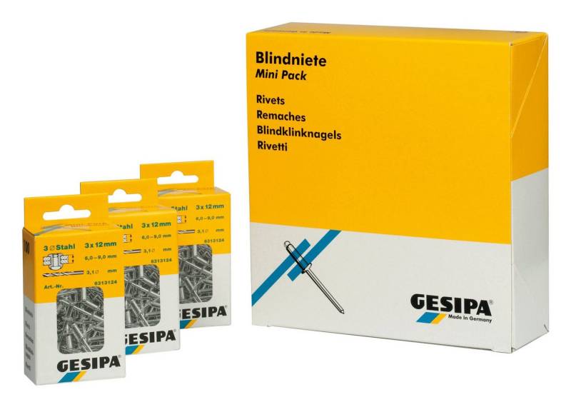 GESIPA Blindniete, (50 Stück), Mini-Pack PolyGrip Edelstahl 4,8 x 10 mm von GESIPA