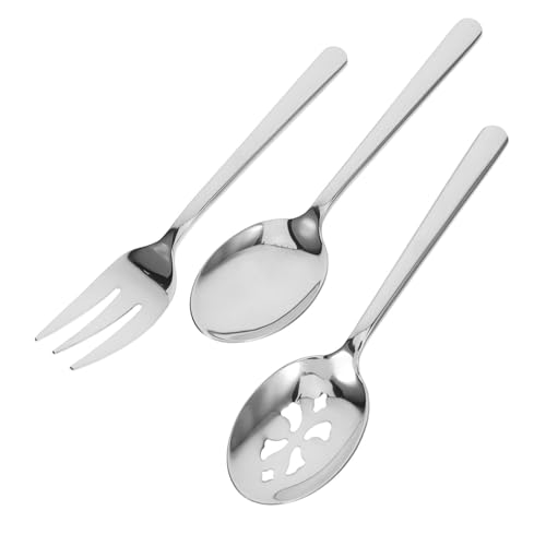 GETAJGHSD 1 Set Servierlöffel Party Leckerli Metallgeschirr Esslöffel Edelstahllöffel Küchenhelfer Esslöffel Salatbesteck Haushaltsutensilien Salatlöffel Tafelgabel von GETAJGHSD