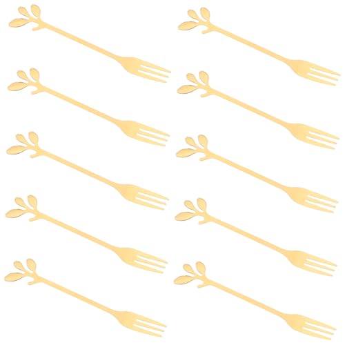 GETAJGHSD 10 Stück Teiliges Goldene Dessertgabeln aus Frucht und Salatgabeln für Hochzeiten Partys und Tragbar und Leicht zu Reinigen GETAJGHSD 10 Stück Teiliges Goldene Dessertgabeln aus Frucht und Salatgabeln für Hochzeiten Partys und Tragbar und Leicht zu Reinigen von GETAJGHSD
