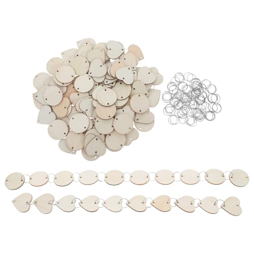 GETAJGHSD 100 Stück Runde Holzetiketten, Herzförmige Holzanhänger Für Ornamente, Herz Untersetzer, Ausgeschnittene Holzherzscheiben Für Ornamente, Liebes Holzhandwerk, Herzförmige von GETAJGHSD