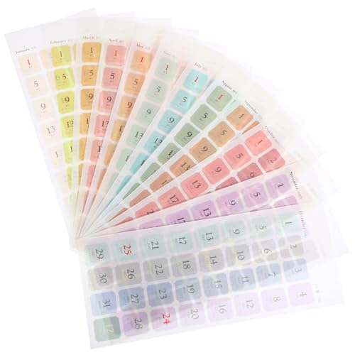 GETAJGHSD 12 Blatt Datumsaufkleber Haushaltsplaner Tabs Praktische Kalenderaufkleber Kalendermonatsaufkleber Kalenderdruckaufkleber DIY Kalenderaufkleber Tab Kalenderaufkleber Buch Tabs von GETAJGHSD