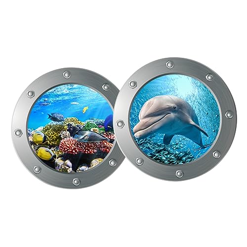 GETAJGHSD 2 Stück Unterwasserwelt Wandtattoo Bullauge mit Meereslebewesen für Kinderzimmer Schlafzimmer und Wohnzimmer Selbstklebend und Einfach Anzubringen GETAJGHSD 2 Stück Unterwasserwelt Wandtattoo Bullauge mit Meereslebewesen für Kinderzimmer Schlafzimmer und Wohnzimmer Selbstklebend und Einfach Anzubringen von GETAJGHSD