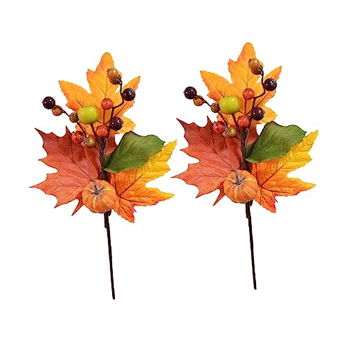 GETAJGHSD 2stücke Teiliges Künstliches Herbstblatt Kürbis Und Ahornzweigen Dekoration Für Herbst Und Thanksgiving-feiern Pflegeleichte Und Langlebige Kunstblumen Für Innen Und von GETAJGHSD