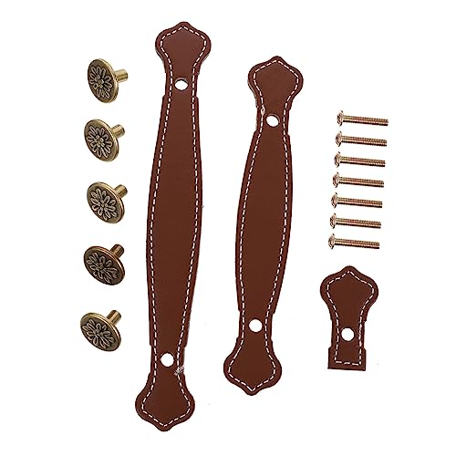 GETAJGHSD 3 Stück Teiliges Zinklegierung Ledergriff für Schränke Retro Stil Robustes Möbelgriff Kommoden Schranktüren und Koffer Elegant und Langlebig von GETAJGHSD