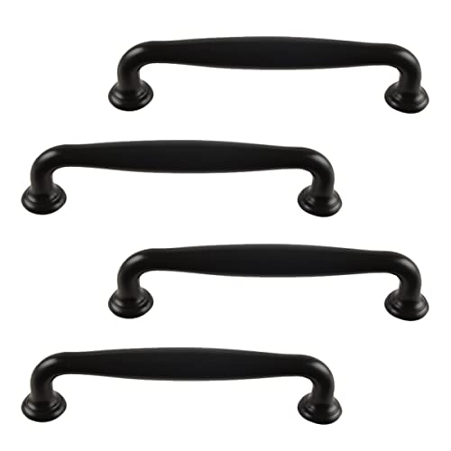 GETAJGHSD 4 Stück Elegante Schubladengriffe Robuste Möbelknöpfe für Schränke Kleiderschränke und Bücherregale Schwarz Einfache Installation Design von GETAJGHSD