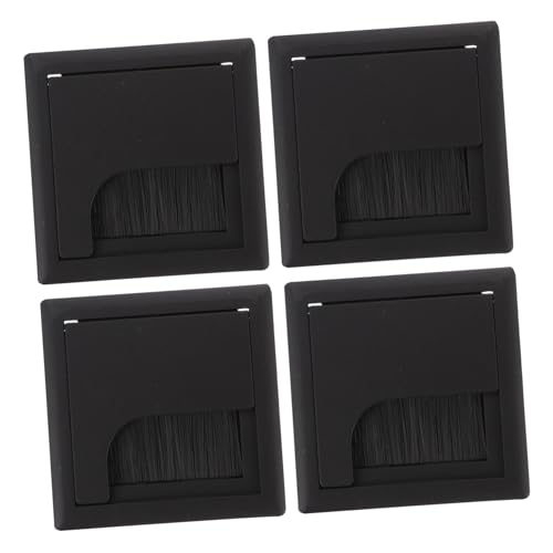 GETAJGHSD 4 Stück Teiliges Kabeldurchführung Abs Kunststoff mit Bürste Quadratische Schreibtisch Kabelloch Abdeckung Flip Deckel Design Praktische Kabelführung für Büro Computertische von GETAJGHSD
