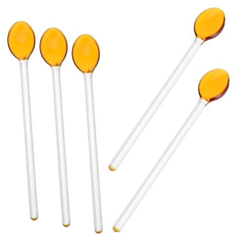 GETAJGHSD 5 Stück Teiliges Kaffee und Dessertlöffel Lange Rührlöffel Wiederverwendbar für Tee Milch und Desserts Elegantes Design für von GETAJGHSD