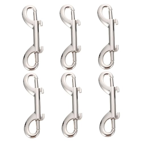 GETAJGHSD 6 Stück Pet Buckle Hook aus Zinklegierung Robuster Doppelkopf Karabinerhaken für Hundeleinen Taschen und Rucksackzubehör Einfach zu Montieren Verschleißfest Silberfarben von GETAJGHSD