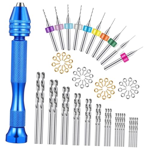 GETAJGHSD 76 Stück Teiliges Handbohrer Set mit Präzisions Pin Vise Mini Bohrer aus Mikrogravur Bohrer für Bastelarbeiten Modellbau Elektronikmontage Tragbar und Langlebig Blau Griffiger von GETAJGHSD