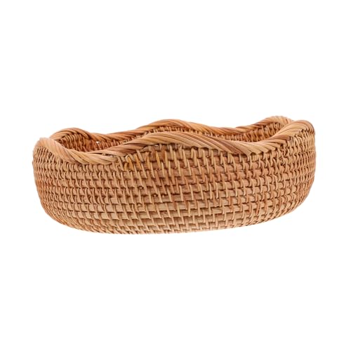 GETAJGHSD Woven Rattan Obstkorb Für Küche Handgefertigter Runder Brot Und Aufbewahrungskorb Dekorativ Und Vielseitig Organisation Und Anderen Gegenständen von GETAJGHSD