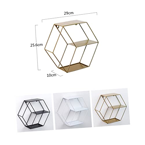 GETAJGHSD Kreatives Nordisches Sechseck Wandregal Doppellagiges Lagerregal Aus Schmiedeeisen Schwarz Ohne Bohren Für Schlafzimmer Wohnzimmer Pflanzen Und Bücher Minimalistische von GETAJGHSD