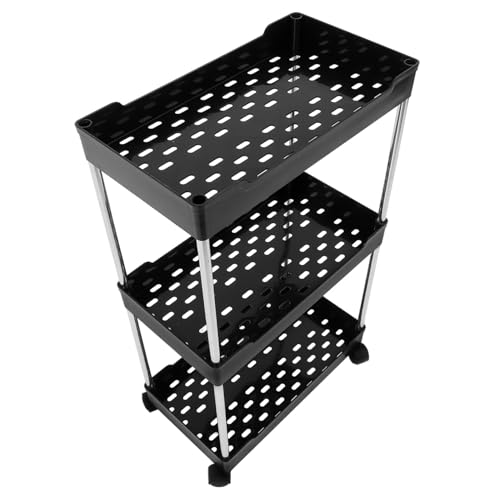 GETAJGHSD Lagiger Aufbewahrungswagen aus Multifunktionales Regal für Bad und Küche Stylischer Organizer für Enge Räume und Platzsparend Schwarz von GETAJGHSD