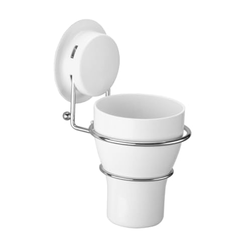 GETAJGHSD Saugknopf Zahnbürstenhalter mit Becher Wandmontage Selbstklebend Kunststoff Halterung für Zahnbürste Zahnpasta Mundspülbecher Badezimmer Organizer Edelstahlhalter von GETAJGHSD