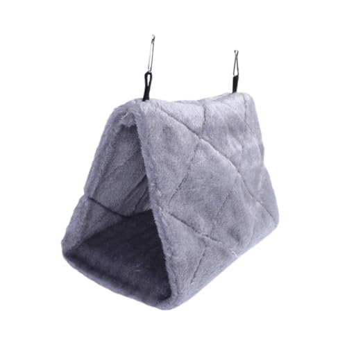GETAJGHSD Warme Plüsch Papageien Hängematte Schlafhöhle für Vögel Kuscheliges Vogelnest Kletterbett mit Stabilem Stand und Doppelten Haken Kleines Graues Haustierbett für Käfig und Zuhause von GETAJGHSD