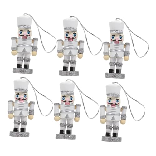 GETAJGHSD 6stücke Teiliges Kreativer Holz-hängerchen Form Von Weihnachts-nussknacker-Soldaten Als Festliche Deko Für Weihnachtsbaum Und Festlichkeiten Zufällige Hut-Designs von GETAJGHSD