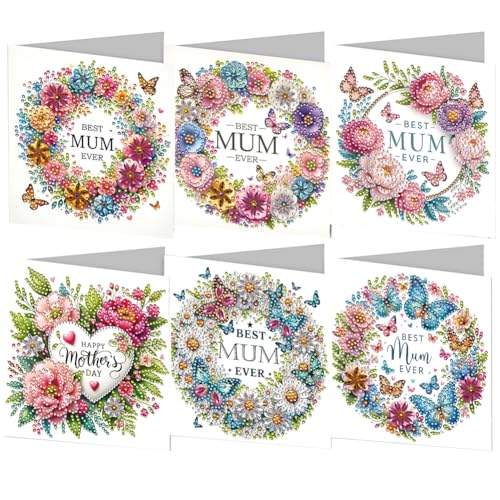 GETBSTOOP 6PCS Mütter Tag Kranz Diamant Kunstkarten DIY Malerei Geschenkkarte GETBSTOOP 6PCS Mütter Tag Kranz Diamant Kunstkarten DIY Malerei Geschenkkarte von GETBSTOOP