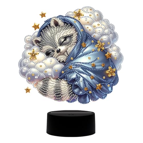 GETBSTOOP Acrylic doppelseitig Waschbär Diamant Malmals Nachtlicht for Kunsthandwerk von GETBSTOOP