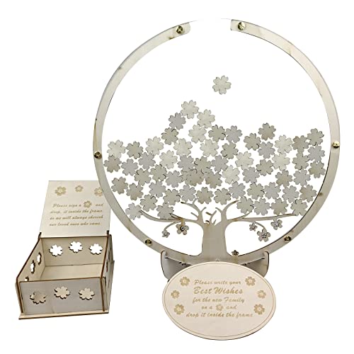 GETBSTOOP-Holzempfangsstelle Anmeldeschachtel mit 60/80 Blumen Gastkästen DIY Souvenirs Ornamente Hochzeitsdekoration von GETBSTOOP