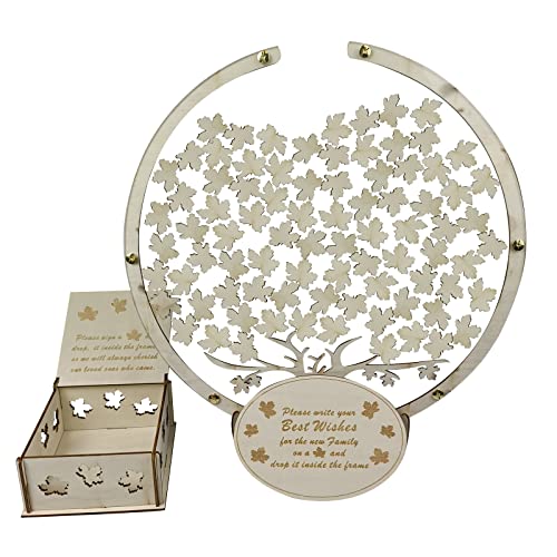 GETBSTOOP -Holznachricht Dropbox mit 60/80pcs Maple Blätter Nachrichtenbuch DIY Souvenirs Ornamente Hochzeitsempfang Dekor von GETBSTOOP