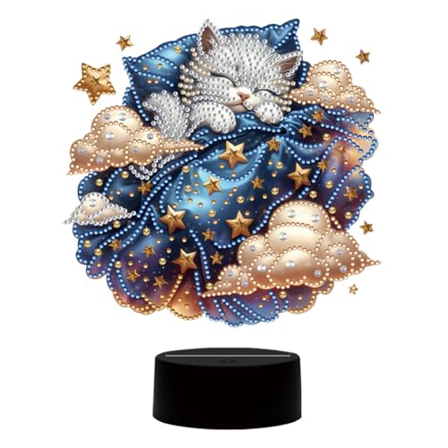 Getbauop Acrylic Doppelseitige Kätzchen Diamant Malmals Nachtlicht for Kunsthandwerk von GETBSTOOP