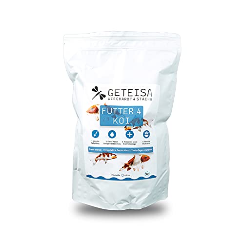 GETEISA Futter 4 Koi 1 kg - Hochwertiges Basis-Koi-Futter mit 4,5mm Pellets, Nährstoffreich, Fördert Farbintensität und Vitalität, Leicht Verdaulich, Made in Germany von GETEISA
